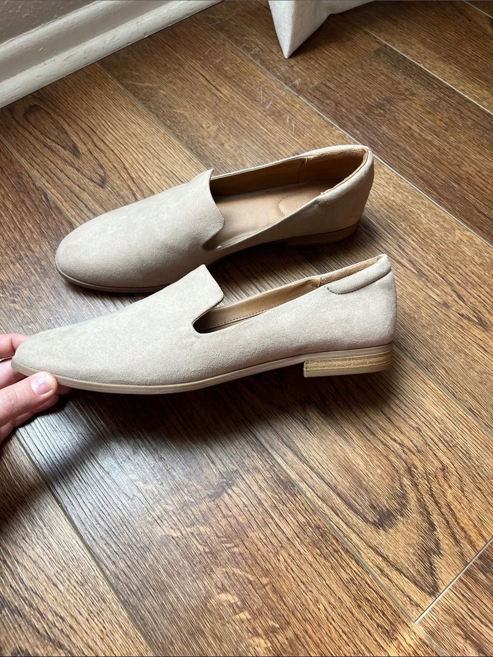 Women’s Taupe Suede Slip On Flats- Size 13